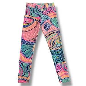 Lilly Pulitzer Maia Multi Tile Wave Knit Legging Size Largr 8-10 Girls Mosiac